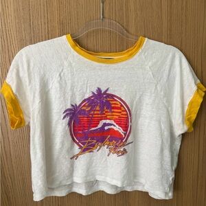 BALMAIN cropped linen logo tee shirt small